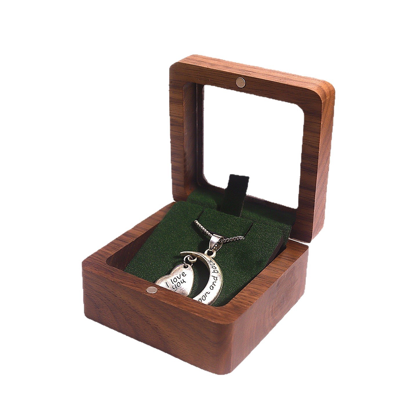 Picture of Factory wholesale walnut window jewelry box jewelry box pendant necklace small jewelry gift packaging storage box for women