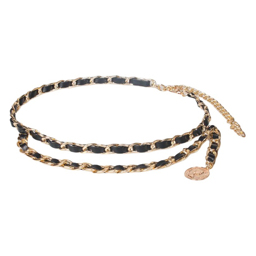 ins Chain Woven Waist Chain Women's Dress Woolen Chain Metal Accessories Belt Decoration Women's Waistband Gold