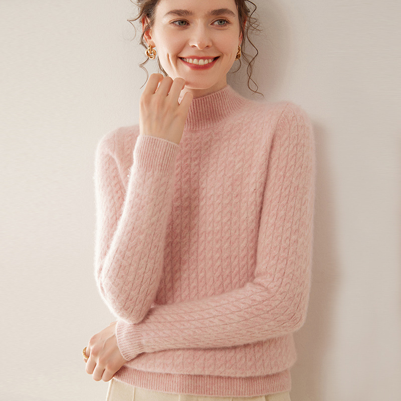 Autumn and Winter New Half-turtleneck Cashmere Sweater Women's Full-body Twist Base Shirt Korean Style Thick Knitted Pullover Sweater