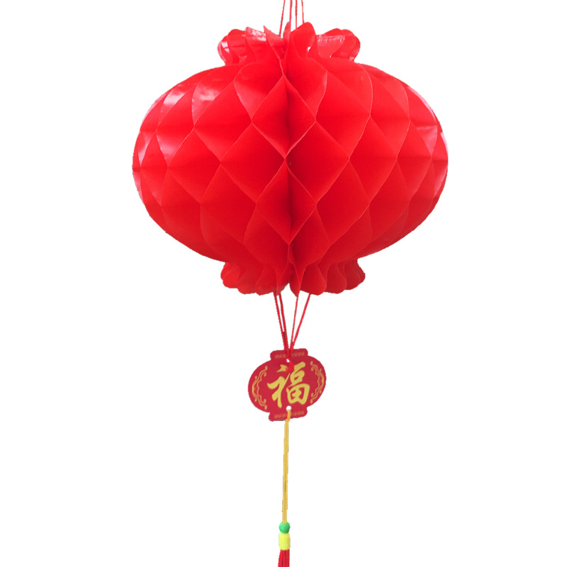 Picture of [Source Wholesale] New Year's Little Red Lantern Spring Festival Wedding Plastic Paper Lantern Red Honeycomb Folding Paper Lantern