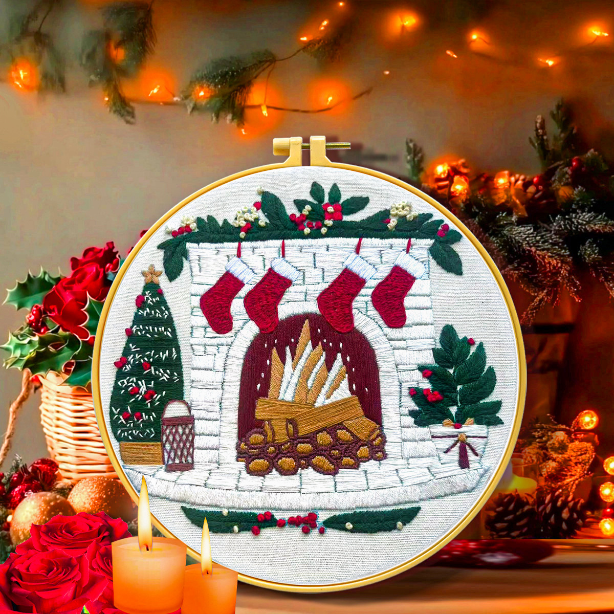 2025 Cross-Border New Product Christmas Embroidery Christmas Series DIY Handmade Embroider Material Package