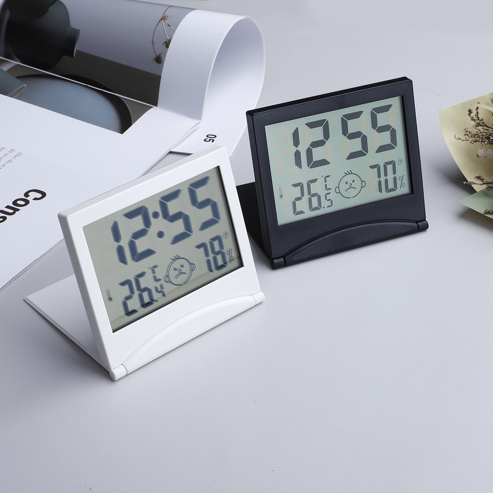 Creative minimalist clock desktop lightweight multifunctional folding electronic alarm clock date temperature display wholesale