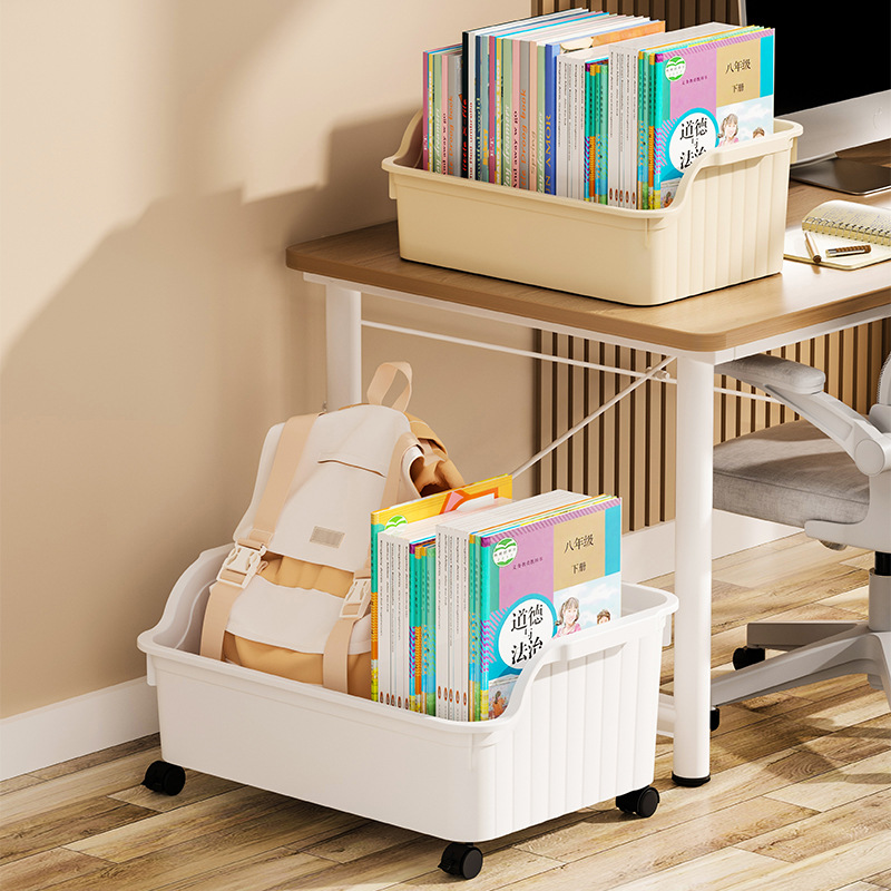 Book Storage Box with Pulley Student Dormitory Desk Schoolbag Storage Box Desktop Storage Basket Sorting Classroom Book Box