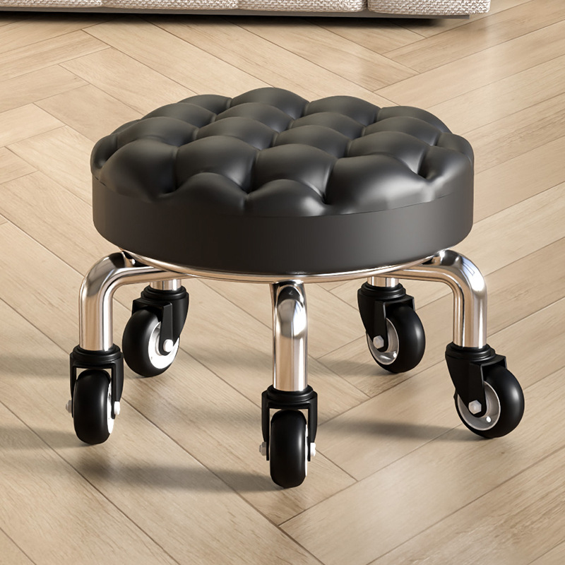 Small Stool for Home Use with Wheels, Low Round Stool, Beautiful Seam Low Stool, Children's Toddler Stool, Small Bench, Foot Bath Stool, Shoe Changing Stool