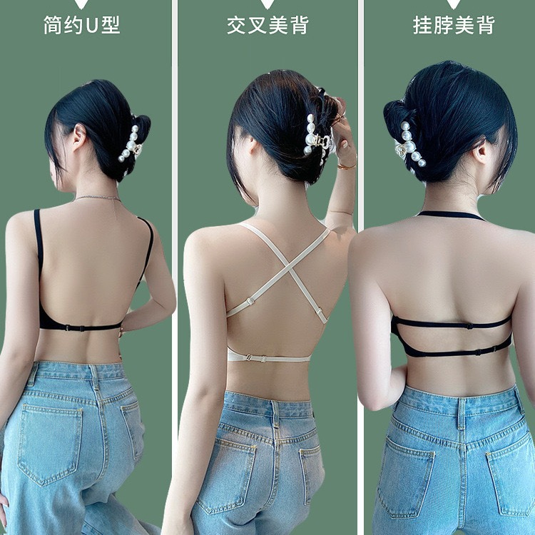 Picture of U-shaped beautiful back underwear women's small chest gathered 2022 new with chest pad outer wear vest integrated seamless backless bra