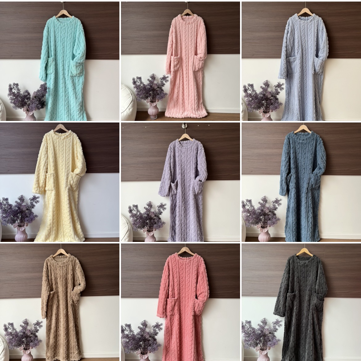 Picture of [Original Real shot] walking quilt coral velvet jacquard nightgown winter pajamas warm homewear nightdress
