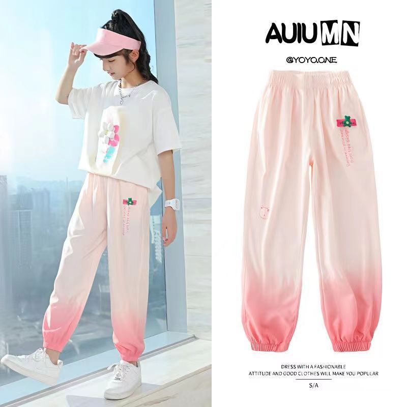 Picture of Girl's Pants Summer Thin Anti-mosquito Pants Children's Summer Pants Ice Silk Sports Pants Loose Girl's Summer 2024 New Arrival