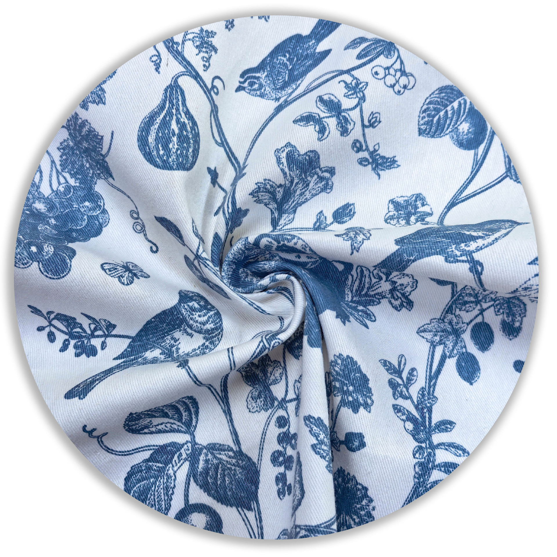 Picture of To ing Wash Water Twill 10856 Cotton Fruit Flower Bird Blue and Green Printed Fabric Jacket Pants Box Tablecloth