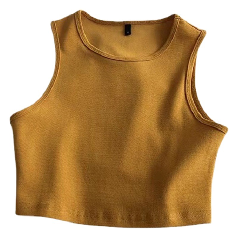 European and American Style Small Vest Cross-border Women's High Waist Slimming Inner T-shirt Women's Stretch Short Sleeveless Base Shirt for Summer