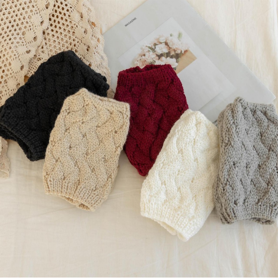 Knitted Handmade Stick Style boot cuff Christmas boot Set Short Thick Needle Thickened Bamboo Flower Wool Socks Set
