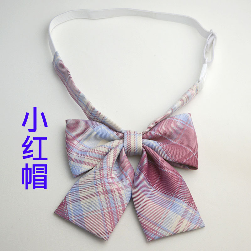 Picture of Hot-selling College Style Oka Pear Field Soot Black Bow Plaid Flat Horn JK Collar Bow Tie Shirt Accessories