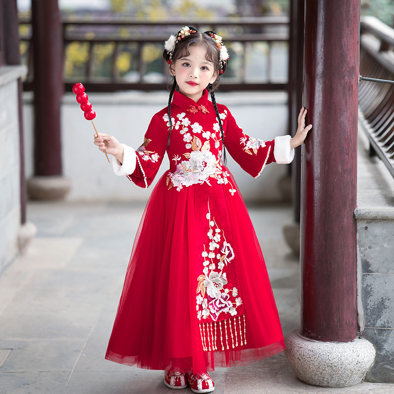 Picture of Hanfu Girl's New Year Outfit Children's Cheongsam Dress 2022 Autumn/Winter New Little Girl's Festive New Year Dress