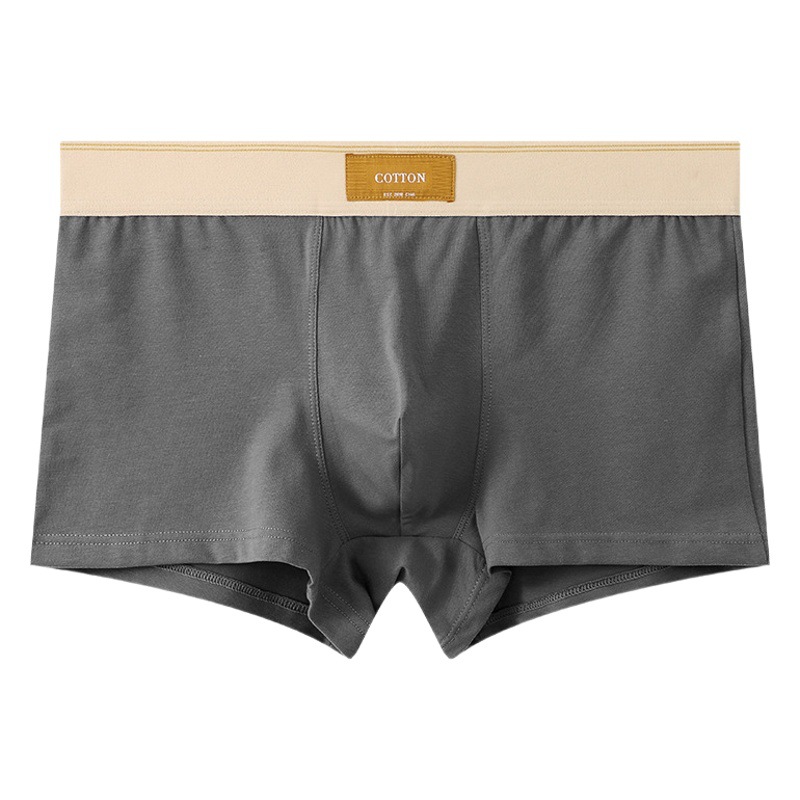 New huajielong solid color men's underwear loose men's boxers breathable cotton trendy mid-waist plus size boxers
