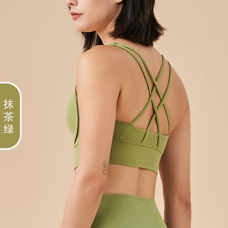 Picture of 2022 new double-sided brushed cross back sports underwear shockproof push up yoga sports bra fitness vest