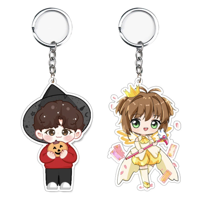 Acrylic key chain animation creative gift advertising transparent small pendant star brand animation periphery