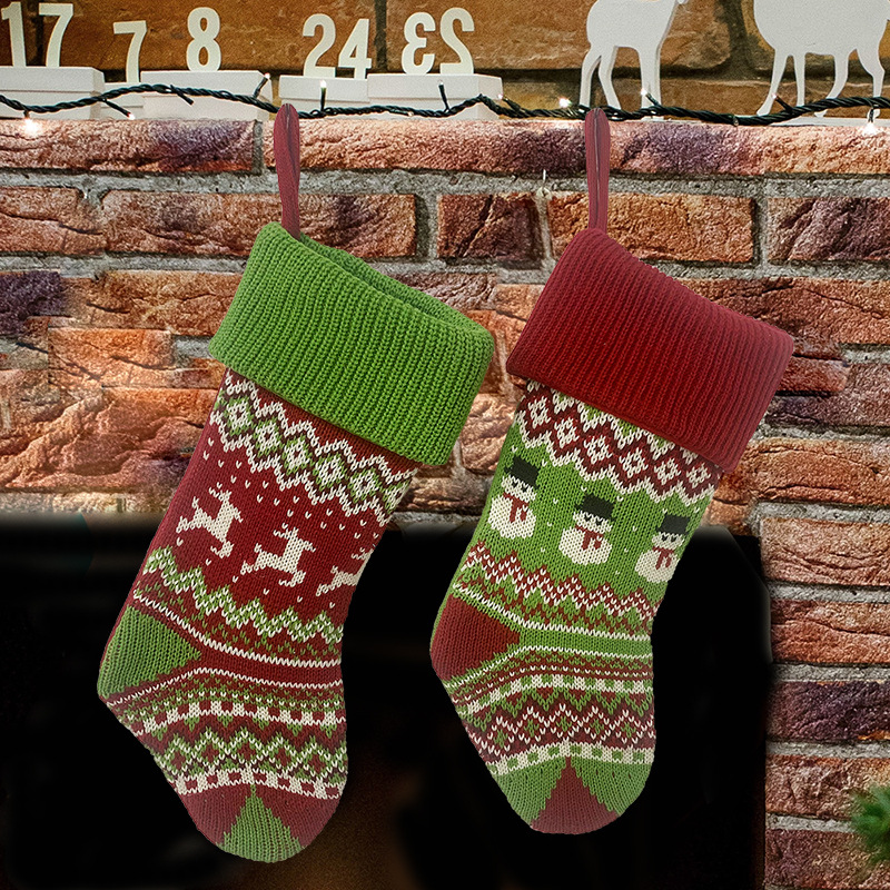 Picture of New in stock Christmas Decorations Home Decorative Pendant Snowman Deer Knitted Christmas Socks Gift Bag