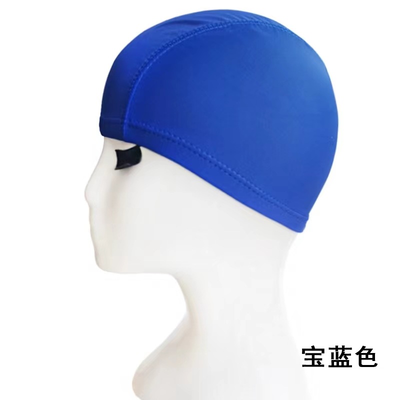 Picture of Factory Direct Sales Polyester Cloth Swimming Cap High Elasticity Adult Universal Pure Color Color Independent Packaging Cardboard Swimming Cap