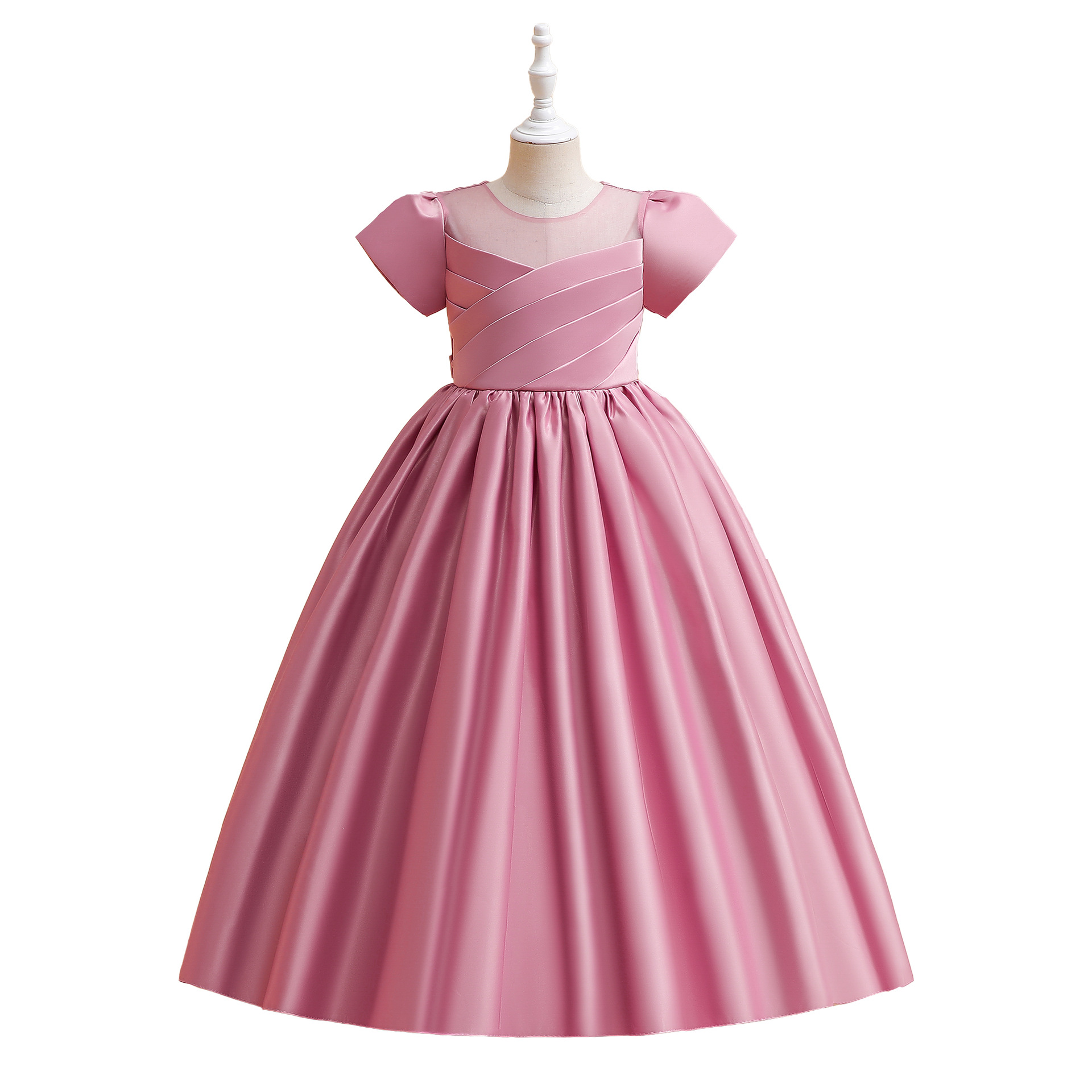 Picture of 2025 New Children's Dress Skirt Children's Satin Princess Skirt Middle and Large Children's Birthday Party Catwalk Piano Performance Costume