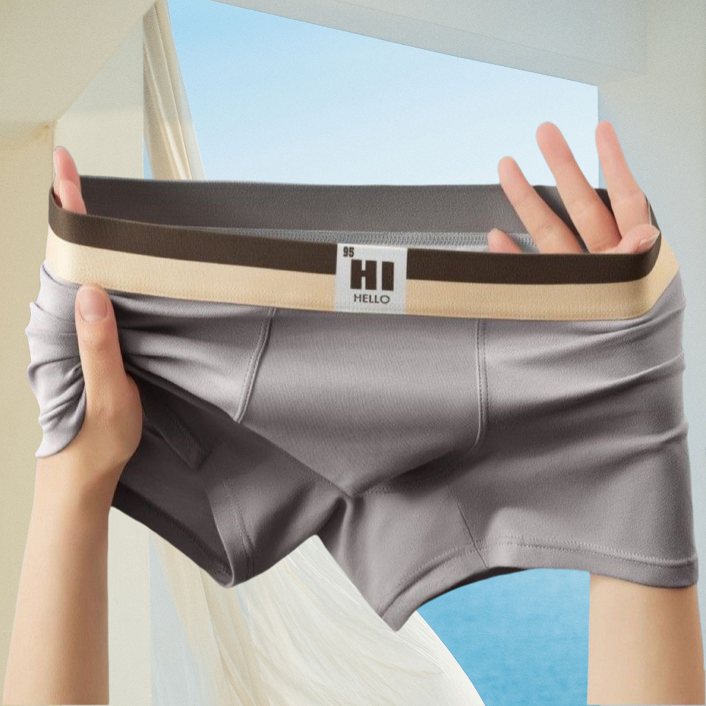 Picture of Solid Color High-Grade Men's Underwear Comfortable Breathable Boxer Underwear Soft Skin Friendly Boxer Underwear Mid-Waist Youth Shorts