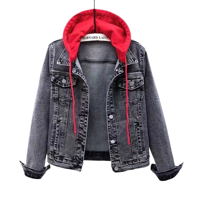 Picture of Denim Coat Women's Short Spring and Autumn 2025 New Korean Long Sleeve Slim-fit Hooded Jacket All-match Student Top