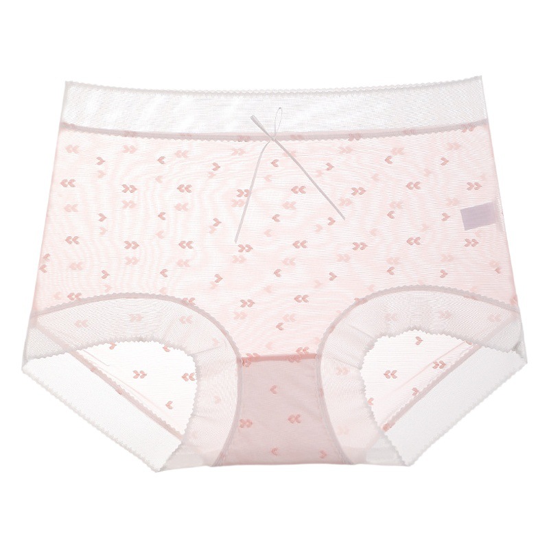 Summer ultra-thin Aurora silk underwear ladies Ice Silk sexy transparent seamless large size 200kg high waist pure underwear