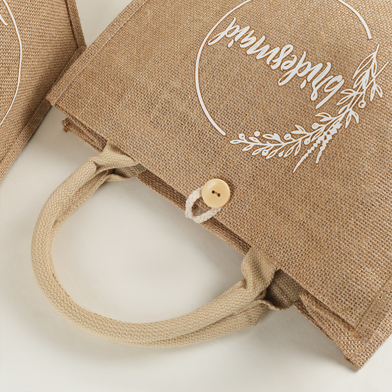 Picture of Linen bag gift bag custom jute portable vintage coated linen bag linen cotton and linen handbag custom logo