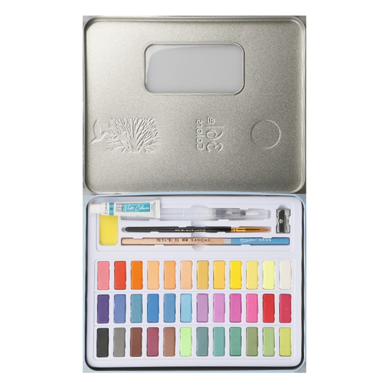 Picture of Giorgione iron box solid watercolor gouache paint watercolor paint powder cake watercolor paint factory wholesale