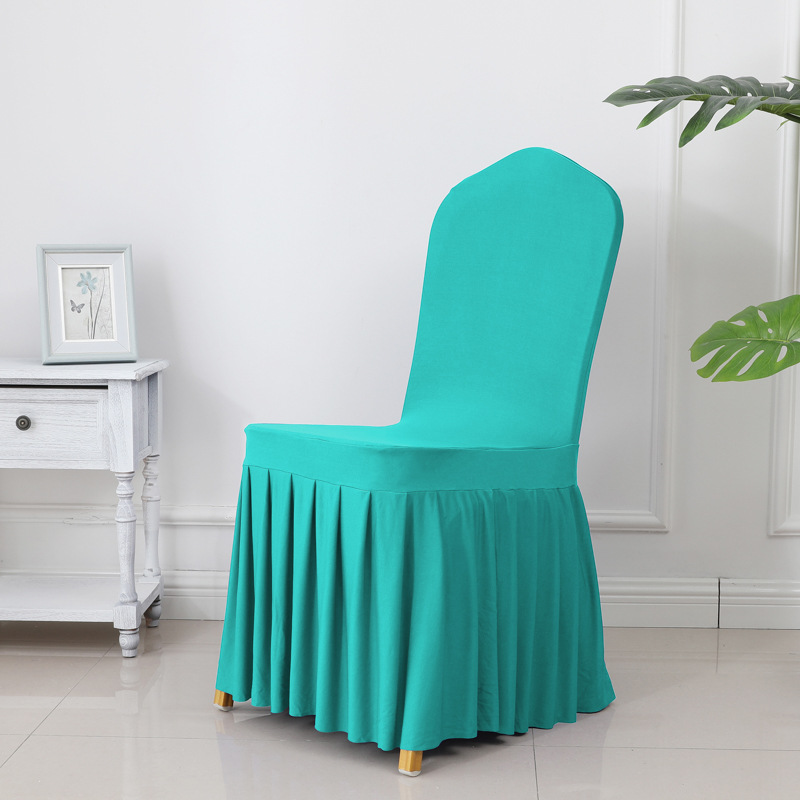 Picture of Chair Cover Thickened Stretch Pleated Skirt Dining Chair Cover Hotel Wedding Banquet Event Stool Cover Hotel Cloth