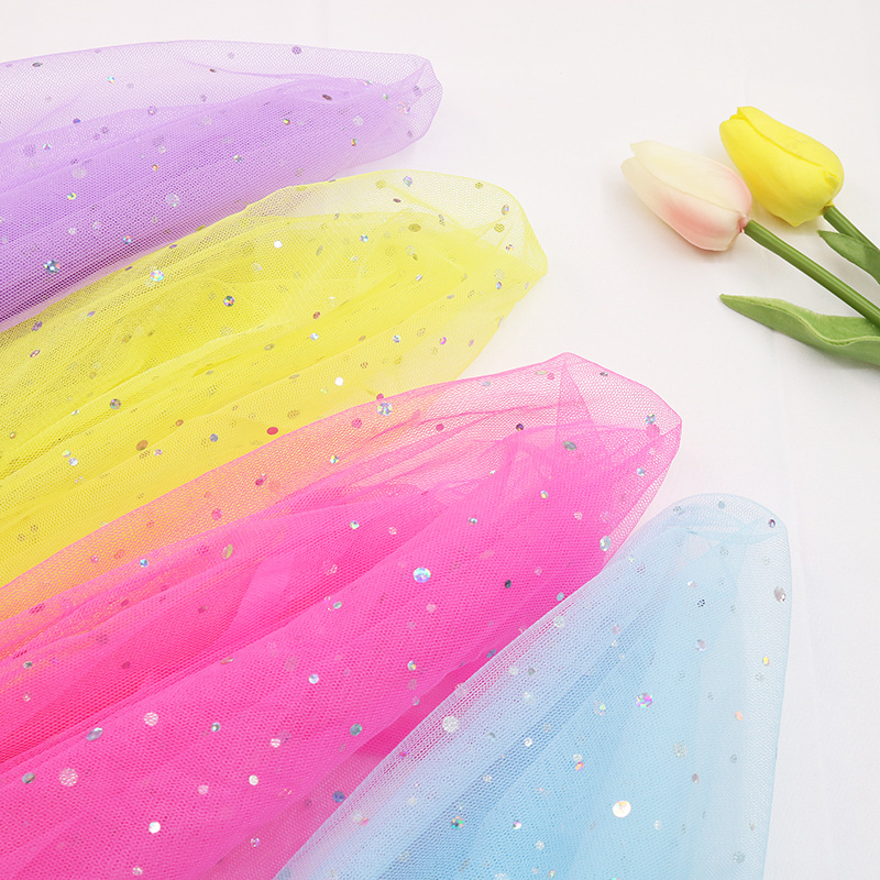 Phantom Color Laser Silver Dot Sequins Tulle Mesh Cloth Hair Accessories Girls Tutu Skirt Fabric Photo Props Decoration Supplies
