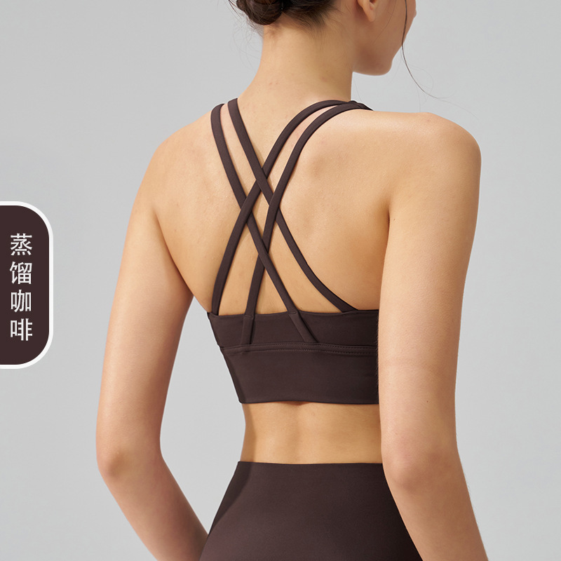 Picture of 2022 new double-sided brushed cross back sports underwear shockproof push up yoga sports bra fitness vest