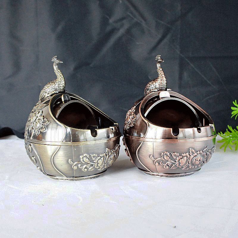 5D Stereo Peacock Peacock Ashtray Home Living Room Creative Personality Internet Celebrating Metal Fly Ash Anti-Fly Ash Anti-Smoke