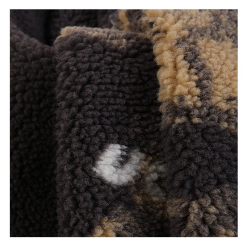 Children's Wear Plush Top Cashmere Fabric 340g Black Polyester Jacquard Machine Bear Cashmere Cashmere Fabric