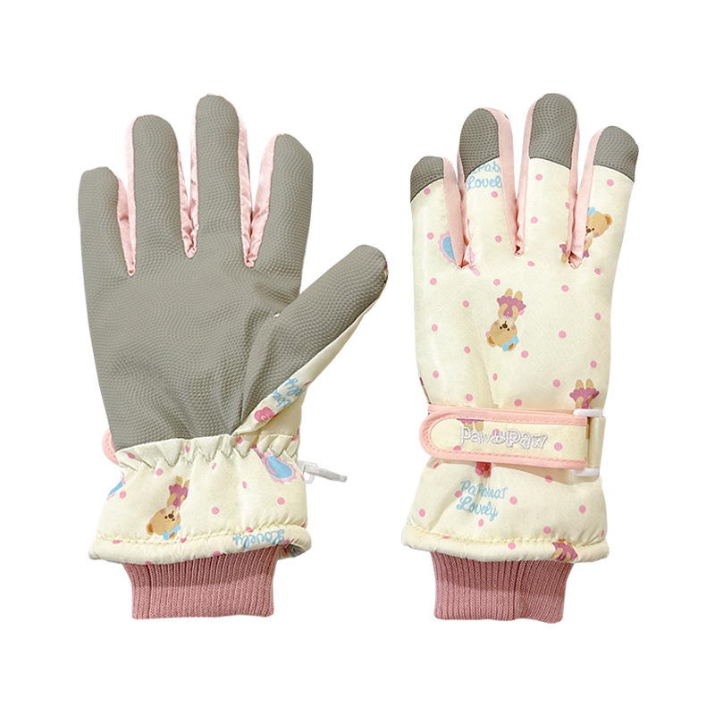 Picture of Cute Bear Women's Winter Cycling Windproof Warm fleece-lined Thickened Touchscreen Waterproof Cold-proof Outdoor Ski Gloves