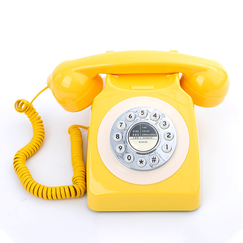 Picture of Telephone European Retro Style Home Antique Landline Old-Fashioned Telephone Office Antique American-Style Rotary Dial Telephone