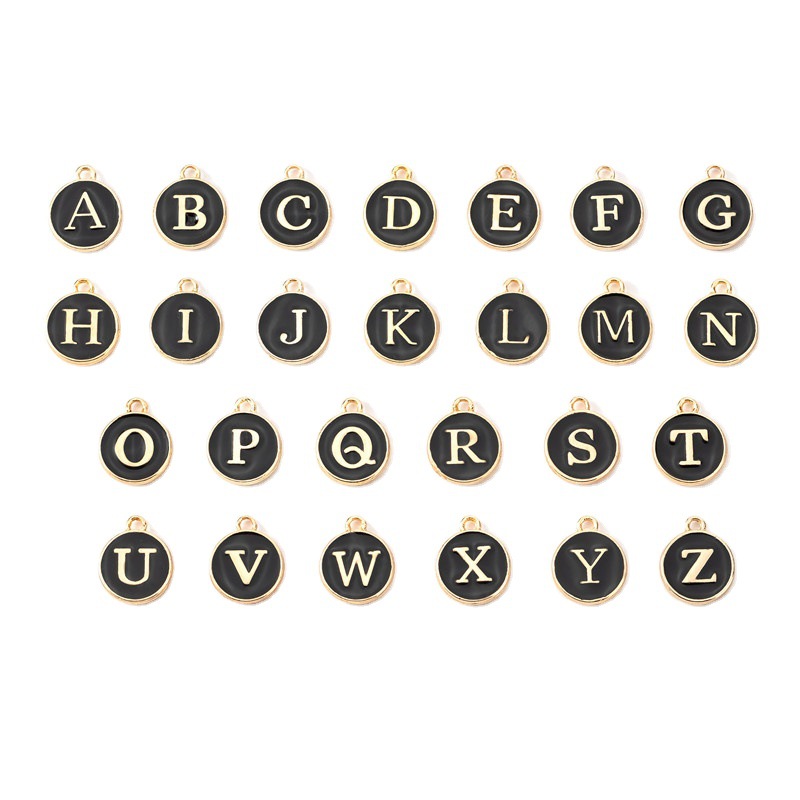 Picture of 1 diy jewelry accessories drop oil bracelet earrings small pendant drop oil 26 English letters alloy bracelet pendant