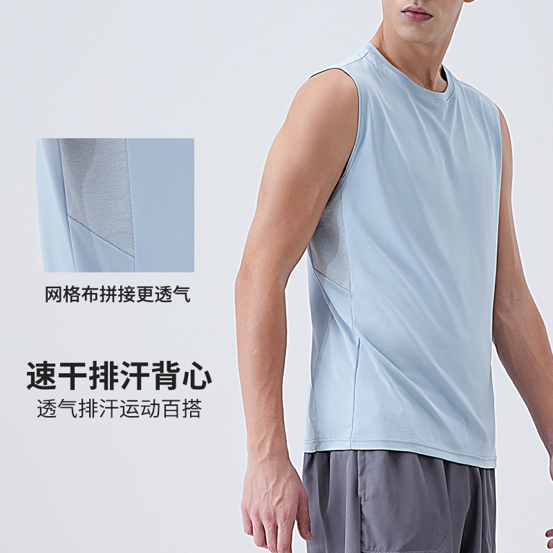 Summer cross-border new European and American sports leisure vest men's exercise gym running breathable round neck vest tide