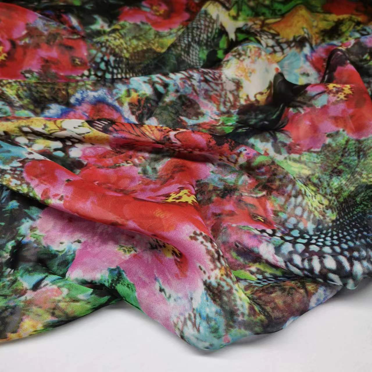 Special Clearance TwisteD 50D PrinteD Chiffon Fabric Cloth Dress Scarf HanDmaDe Fabric