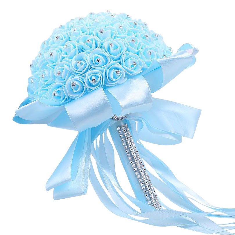 Amazon Bridal Wedding Foreign Trade Korean Style PE Foam Holding Flower White Rose Bouquet Multicolor Trumpet