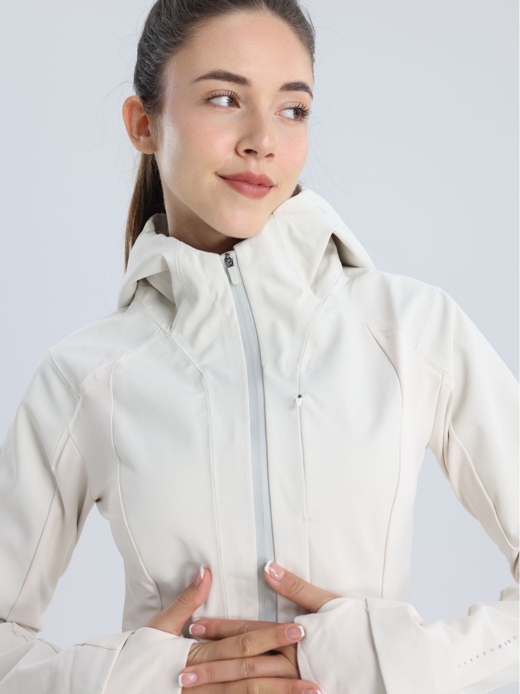 Lu Autumn and Winter Cardigan Crosschil Waterproof Hooded Yoga Wear Sports Jacket Fleece-Lined Women's Soft Shell Jacket