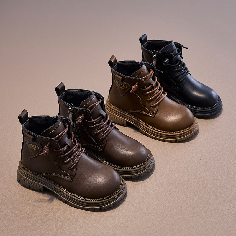 Girls' Boots 2025 Autumn and Winter New Kidsren's Boots Fashionable Single Boots Little Girls British Style Princess Short Boots