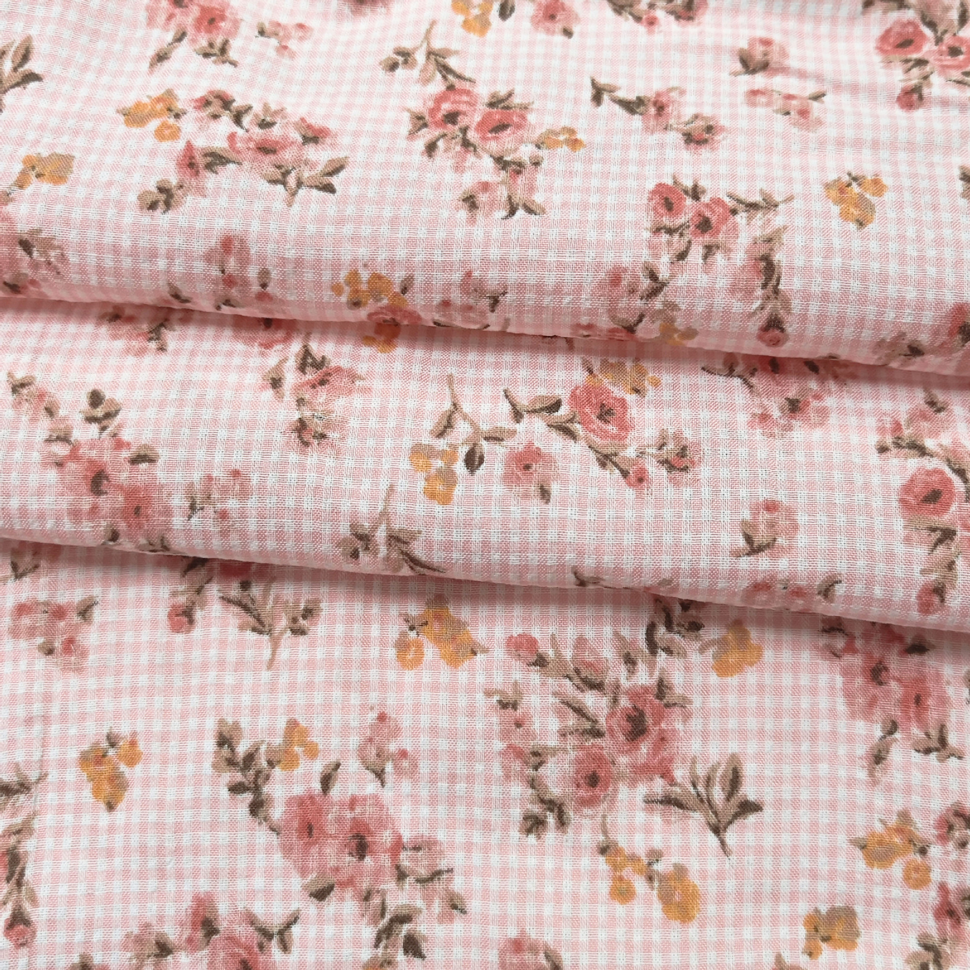 Spring and summer dyed woven fabric rose flower plant print fabric dress children's clothing fabric home boutique