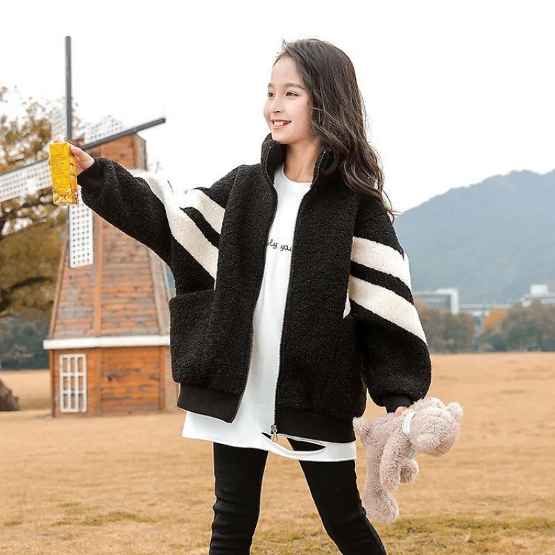 Picture of Autumn and Winter boys' lambswool coat fleece-lined thickened children's long-sleeved zipper girls' lambswool sweater