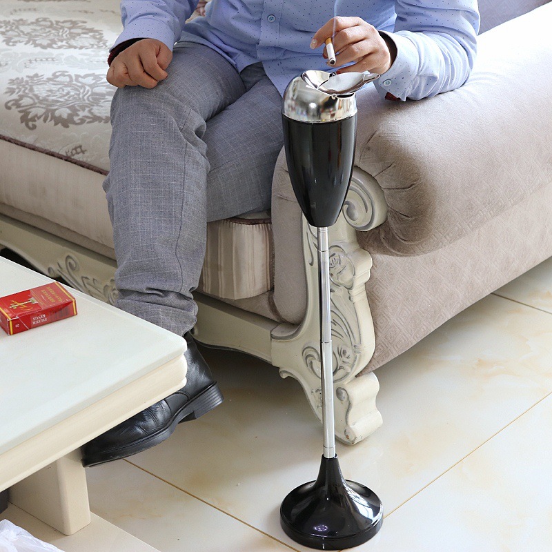 Picture of Popular Large Vertical Household Metal Ashtray, Creative Anti-Fly Ash Toilet Lift-Up Telescopic Floor Ashtray with Lid