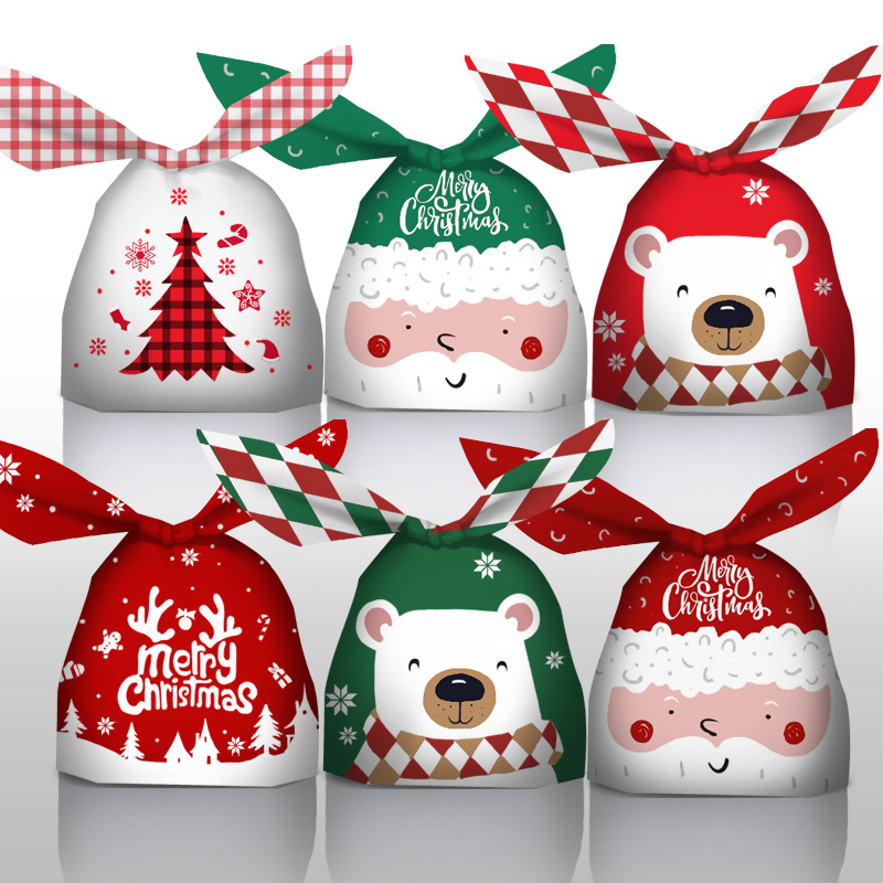 New Original Christmas rabbit ears plastic bag cartoon dessert baking packaging snowflake crisp nougat gift bag
