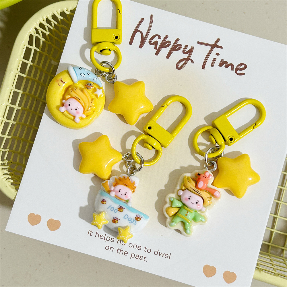 New Little Prince and Fox Star Keychain Cartoon Healing Ins Wind Sweet Pendant for Friends Small Gift