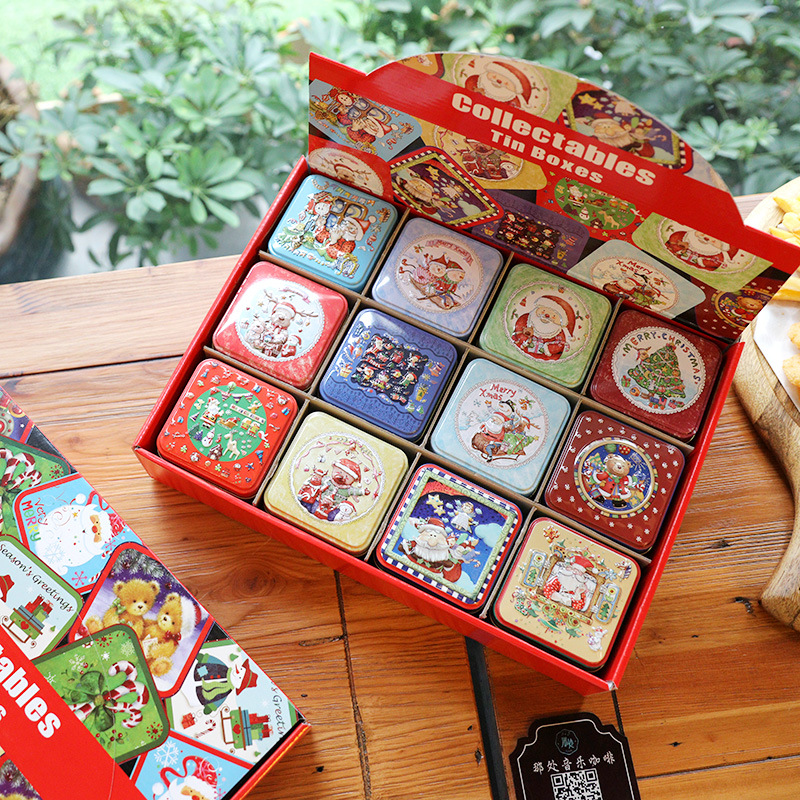 In Stock, Cross-Border Hot-Selling Amazon Tinplate Small Square Box, Christmas Gift Box, Packaging Box, Candy Box, Tin Box