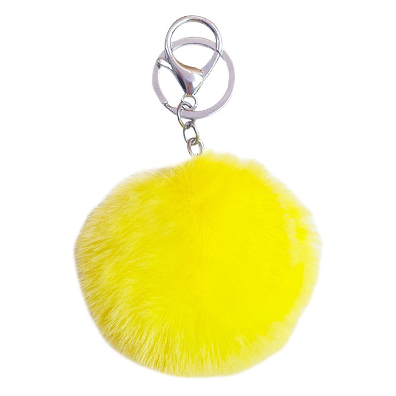 Creative 8cm imitation rex rabbit fur key chain fashion bag fur ball key chain pendant color plush schoolbag pendant