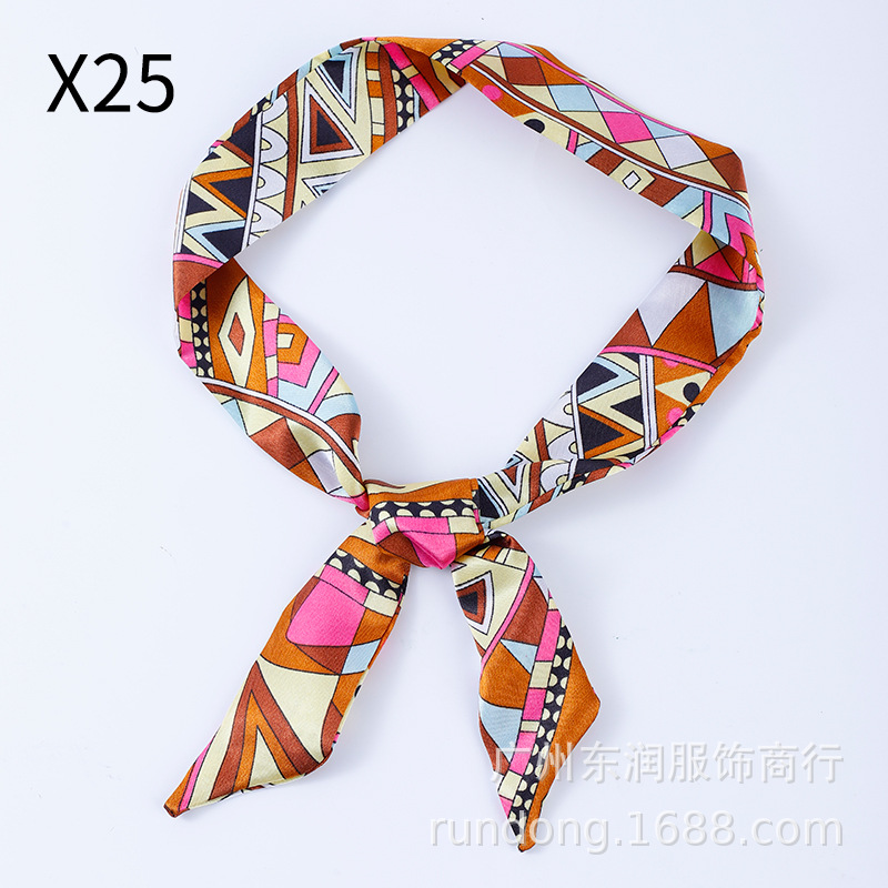 Picture of Silk Scarf Wholesale Long Beveled Small Silk Scarf Double-layer All-match Hair Belt Ribbon Decoration Tie Bag Hand Gift Box Silk Scarf