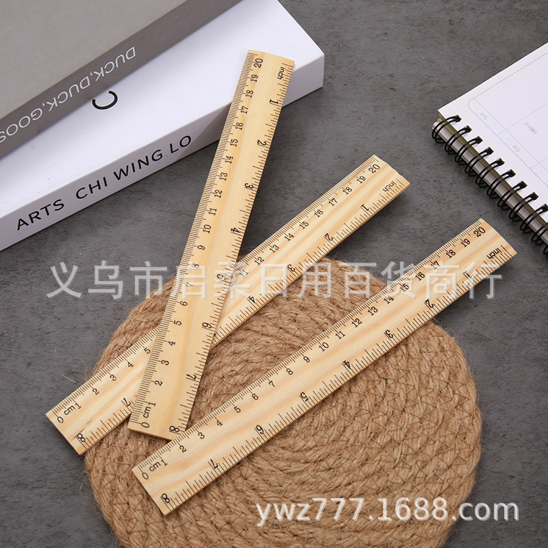 Picture of Factory Direct Sales Primary School Student Wooden Ruler 15Cm20Cm30Cm Wooden Ruler Single-Sided Double Scale Ruler Wooden Ruler Wholesale