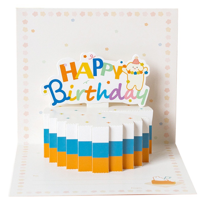 Creative 3d three-dimensional birthday greeting card gift children advanced sense cake greeting card Thanksgiving blessing diy small card